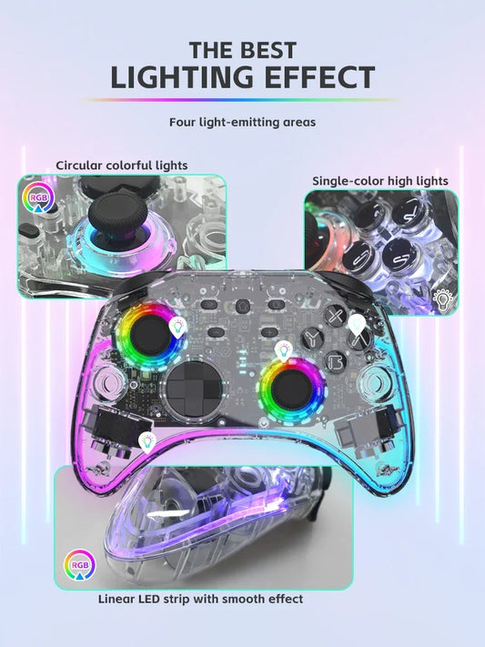 DATA FROG transparent wireless game controller with RGB LED for Switch OLED PC Android iOS on Tampa Home & Garden Store