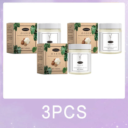 Oasis Magnesium Body Butter jars by WoodSleep 3-pack with coconut kraft boxes 4oz each on Tampa Home & Garden Store