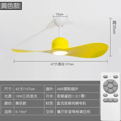 DecorBites Kids Double Leaf Ceiling Fan Light yellow with ABS blades, remote, 42-inch diameter on Tampa Home & Garden Store