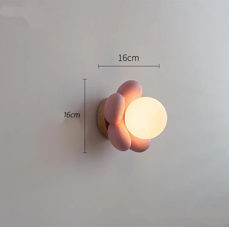 Decorbites Kids Amusement Park Flower LED Wall Lamp petals with warm white globe on wood mount on Tampa Home & Garden Store