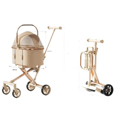 3 in 1 beige Pet Zen pet stroller with detachable carrier and foldable frame on Tampa Home & Garden Store