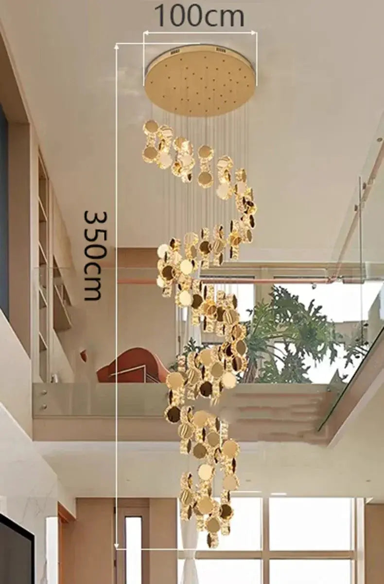 DecorBites LED pendant with gold discs in spiral for living spaces on Tampa Home & Garden Store