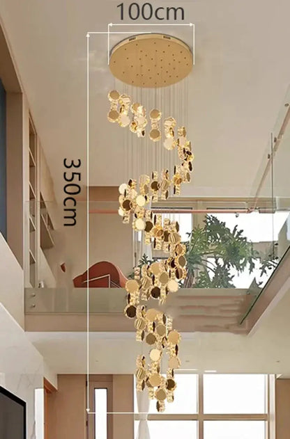 DecorBites LED pendant with gold discs in spiral for living spaces on Tampa Home & Garden Store
