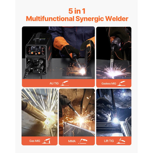 SucceBuy 5-in-1 MIG Welder 200Amp Multi-Process MIG TIG Stick Welding Machine LCD - Tampa Home & Garden Store
