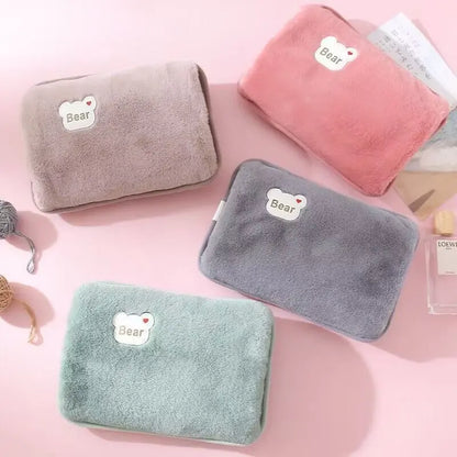 Rechargeable plush hand warmer set with bear patches in pastel colors, 4 pieces on Tampa Home & Garden Store
