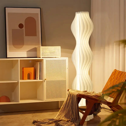 Modern Nordic Grass Skirts LED floor lamp by Perfecsy, white sculptural twist for living room on Tampa Home & Garden Store