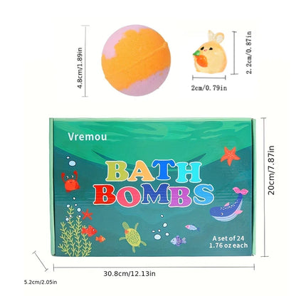 Vremou bath bombs gift set box, 24-pack for kids, ocean-themed packaging on Tampa Home & Garden Store
