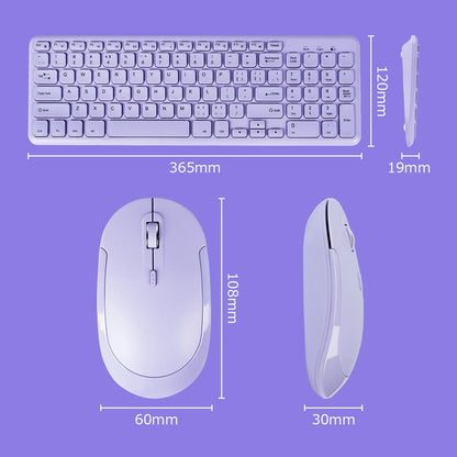 Purple wireless keyboard and mouse set, 2-piece ultra-thin ergonomic PC gaming kit on Tampa Home & Garden Store