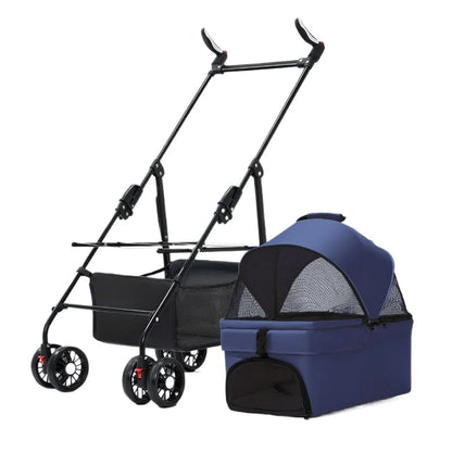 Pet Zen 3 in 1 dog stroller with detachable navy carrier, mesh, 4-wheel folding on Tampa Home & Garden Store