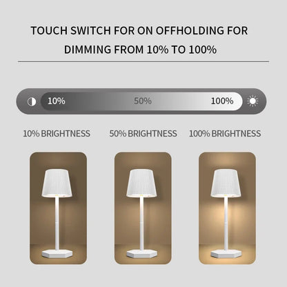 LumiGrid | Modern Stripe LED Table Lamp with Touch Dimming | Metal USB Desk Light for Decor