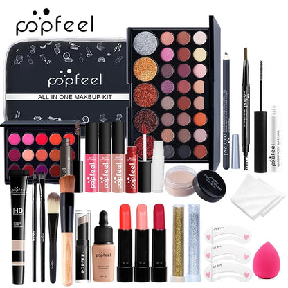 POPFEEL All Makeup Kit with dual eyeshadow palettes, brow pencils and mascara by Silcy Skin on Tampa Home & Garden Store