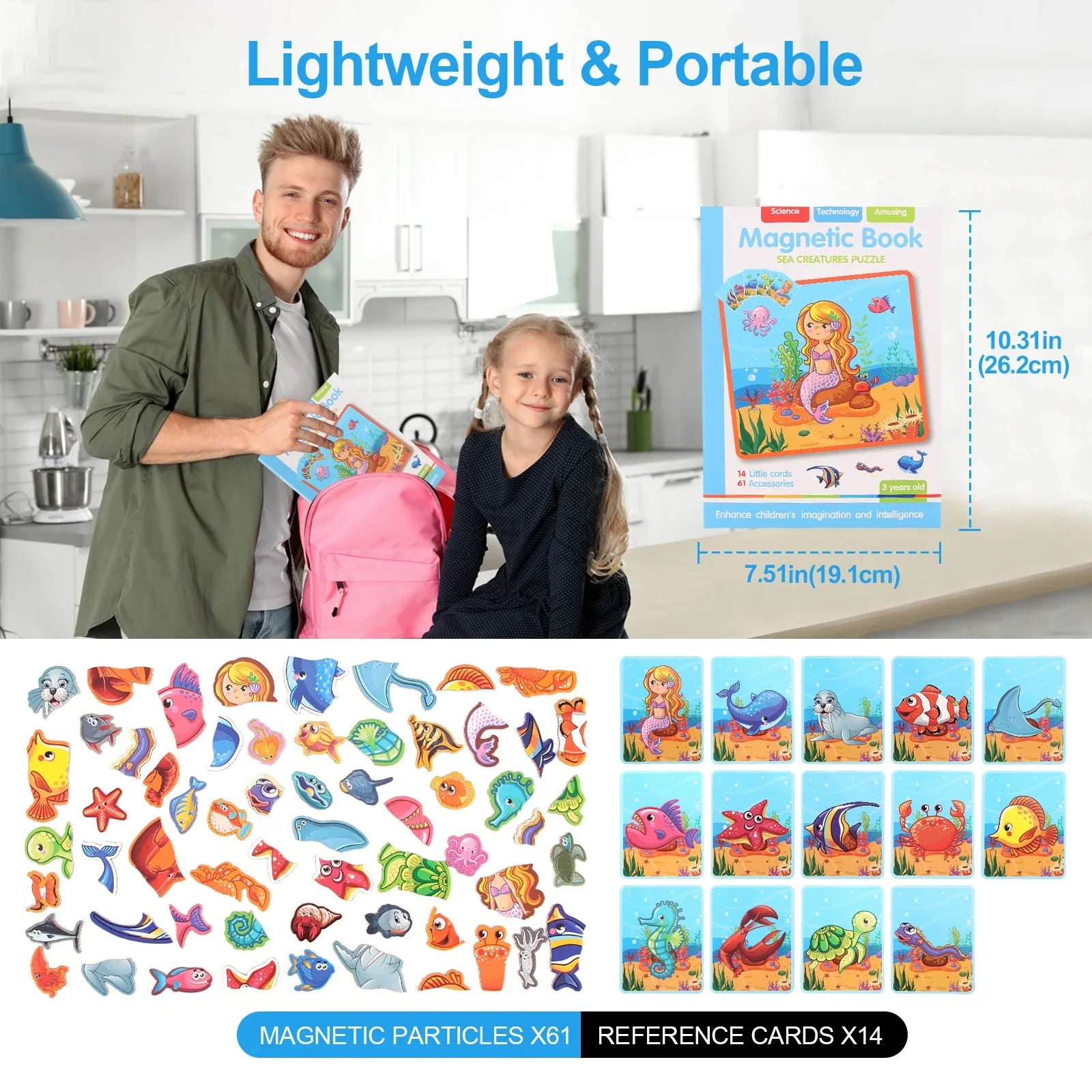 Perfecsy Kids Magnetic Puzzle Book 3D jigsaw with sea creatures; includes 61 magnets and 14 cards on Tampa Home & Garden Store