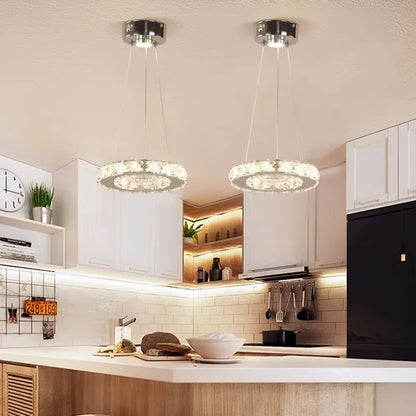Modern LED Crystal Pendant Light Single Hanging Lamp for Bedroom Home Decor
