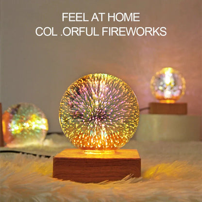 3D Firework LED Night Light | Starry Sky Glass Ball Table Lamp for Home Decor