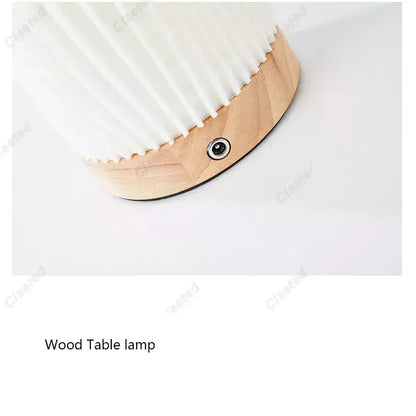 Perfecsy 7W wood table lamp with white pleated shade, USB rechargeable dimmable bedside light on Tampa Home & Garden Store