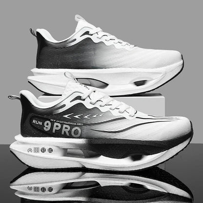 Pair Running Shoes Cushioned Carbon Board Trainer black white EstaliosFit athletic shoes on Tampa Home & Garden Store