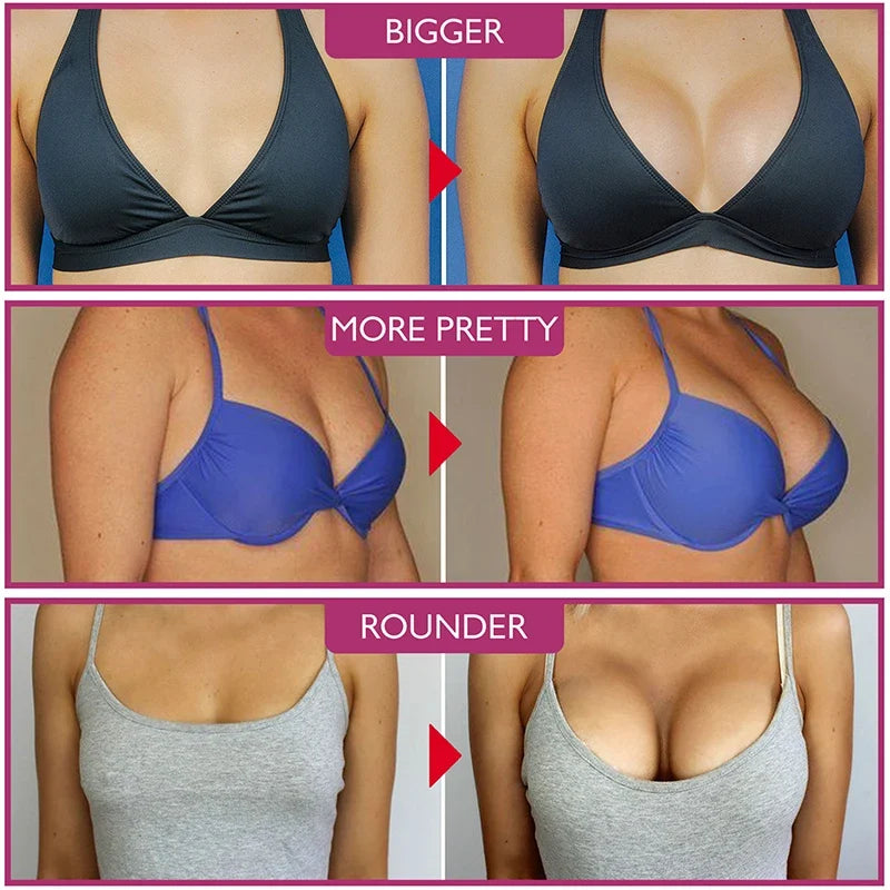 Breast enlargement oil by Silcy Skin - before/after bust lift in black blue gray bras on Tampa Home & Garden Store