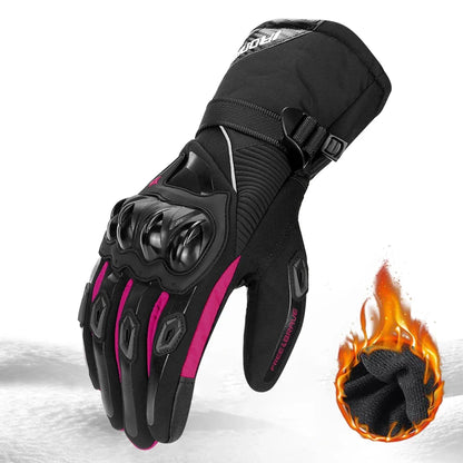 Warm winter motorcycle gloves by BikerZoneZ, waterproof windproof, black with knuckle guards on Tampa Home & Garden Store