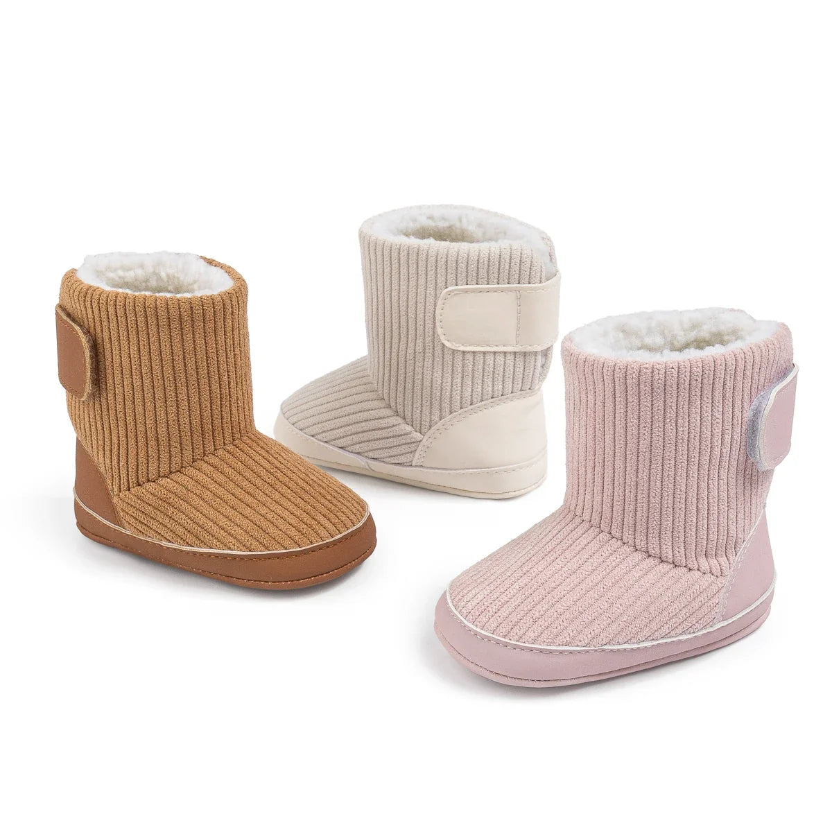 Newborn winter boots in corduroy with plush lining camel beige pink (3-pack) by UpTrend Deals on Tampa Home & Garden Store