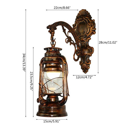 Retro Kerosene Wall Lamp Antique Bronze Iron Horse Lantern Corridor Lighting Fixture