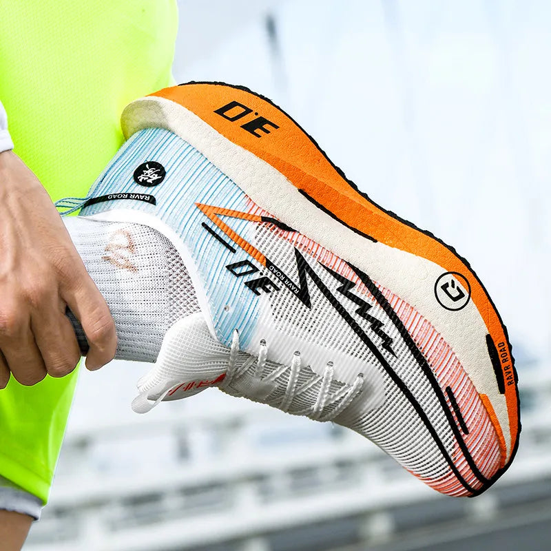 Men's training sneakers EstaliosFit with cushioned mesh upper, blue accents, and orange outsole on Tampa Home & Garden Store