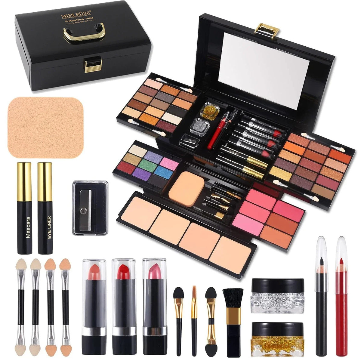 Color Spirit Professional Makeup set by Silcy Skin in dark case with palettes and brushes on Tampa Home & Garden Store