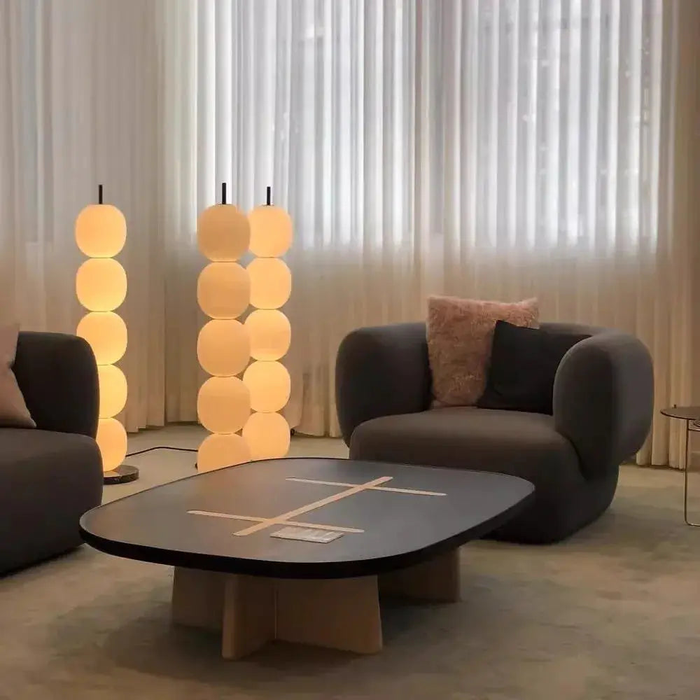Gourd String Floor Lamp with White Glass Shade