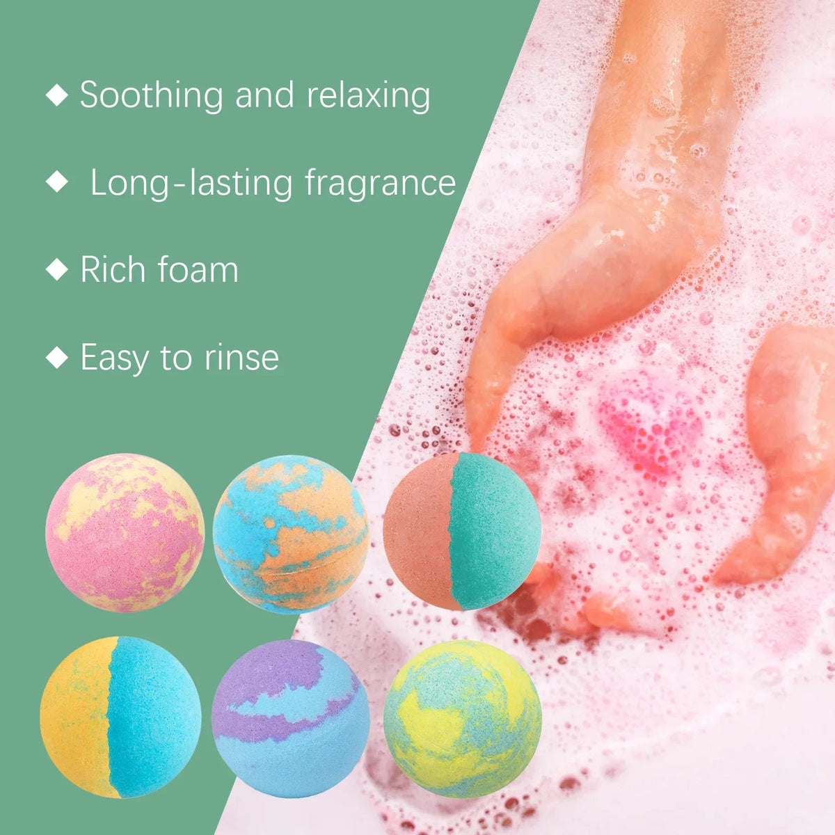 Bath bombs set Silcy Skin colorful, rosemary fragrance for foot spa on Tampa Home & Garden Store