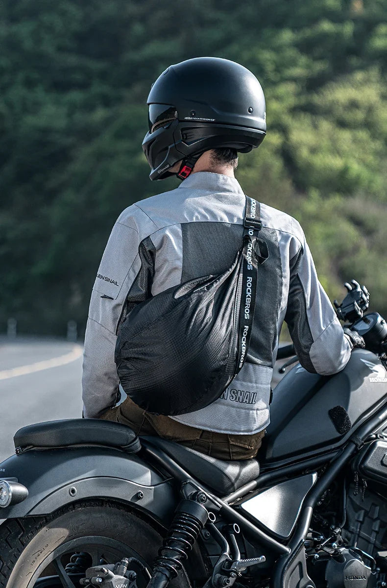 Motorcycle helmet backpack large capacity reflective travel bag black with RockBros strap on Tampa Home & Garden Store