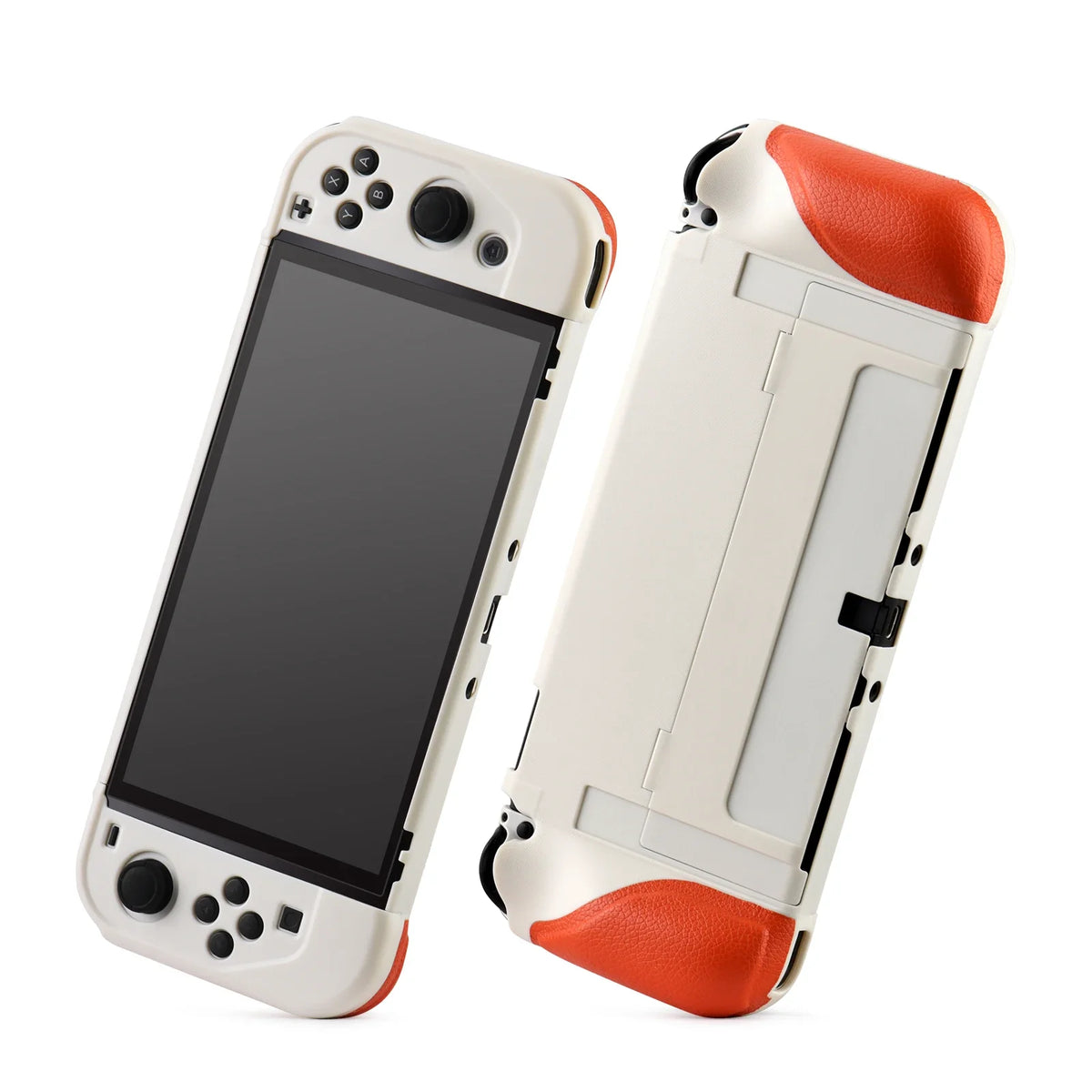 Nintendo Switch OLED all-in-one silicone case with white shell and orange grip by FLIPSTYLEZLLC on Tampa Home & Garden Store