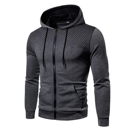 Men's zip hoodie UpTrend Deals, charcoal gray with polka dot hood panel and front pockets on Tampa Home & Garden Store