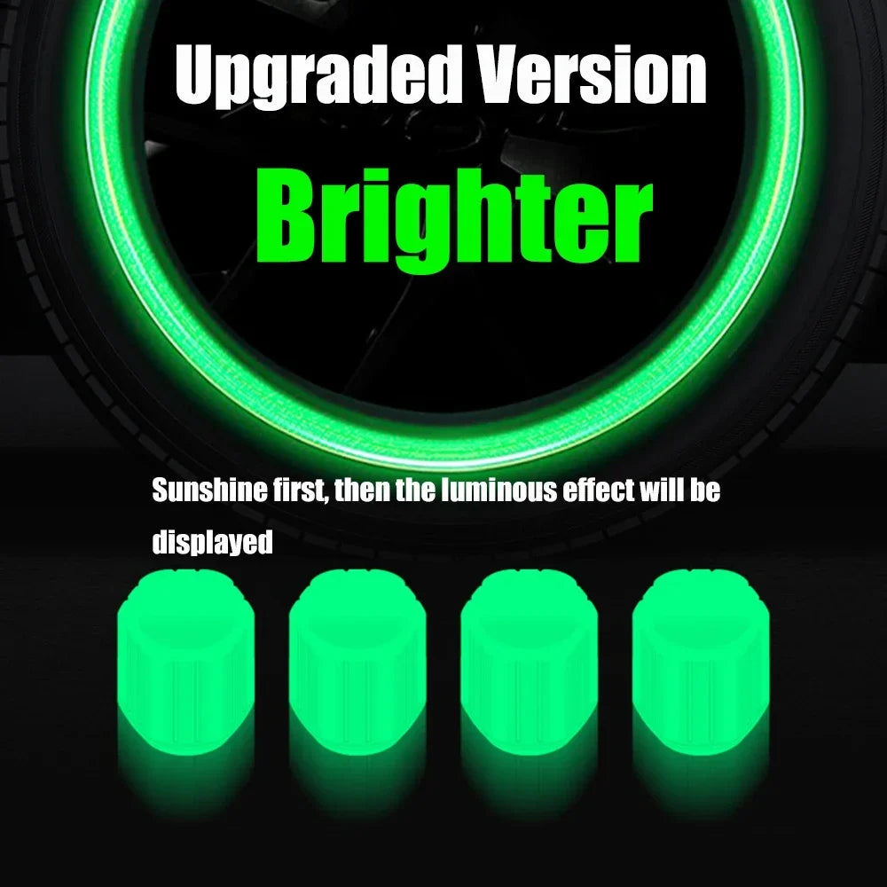 4pcs luminous valve stem caps by BikerZoneZ glow bright green for wheels on Tampa Home & Garden Store