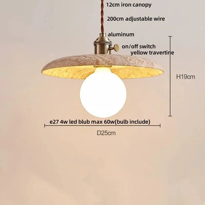 DecorBites LED pendant lamp aluminum modern hanging light with travertine 200cm wire on Tampa Home & Garden Store