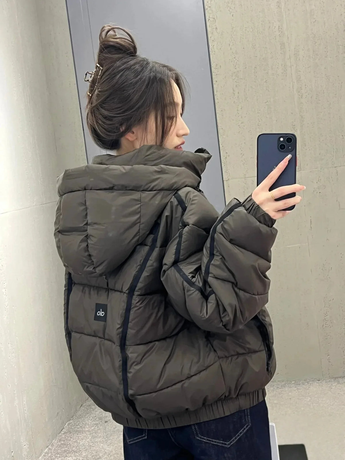 Women's hooded winter padded coat, dark gray puffer jacket by UpTrend Deals on Tampa Home & Garden Store