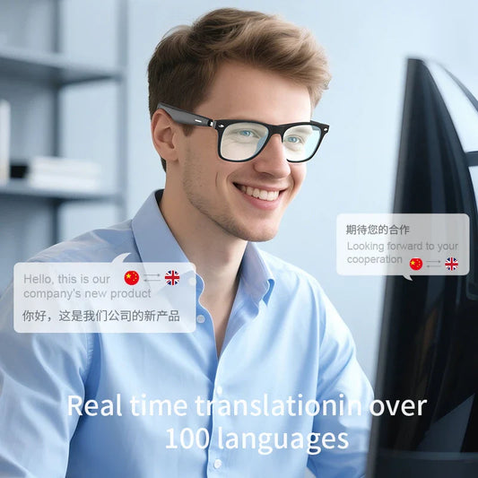 AI Smart Glasses Bluetooth Translation Sunglasses Call Headphones UV Protection - Tampa Home & Garden Store