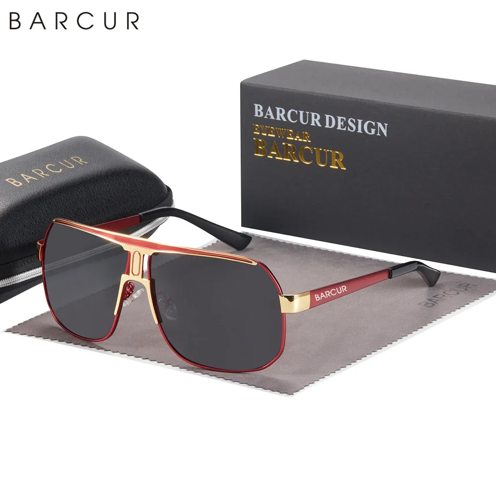BARCUR Polarized Sports Sunglasses red-gold frame with gradient lenses UV400, 1 pair on Tampa Home & Garden Store