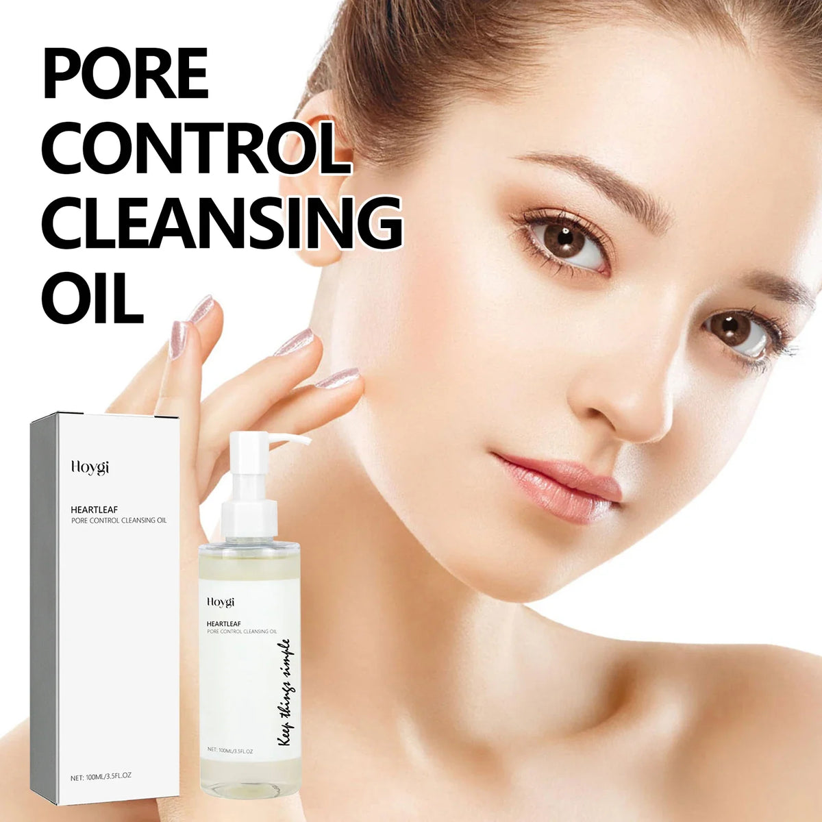Pore control cleansing oil bottle with pump, Silcy Skin Heartleaf for gentle makeup removal on Tampa Home & Garden Store