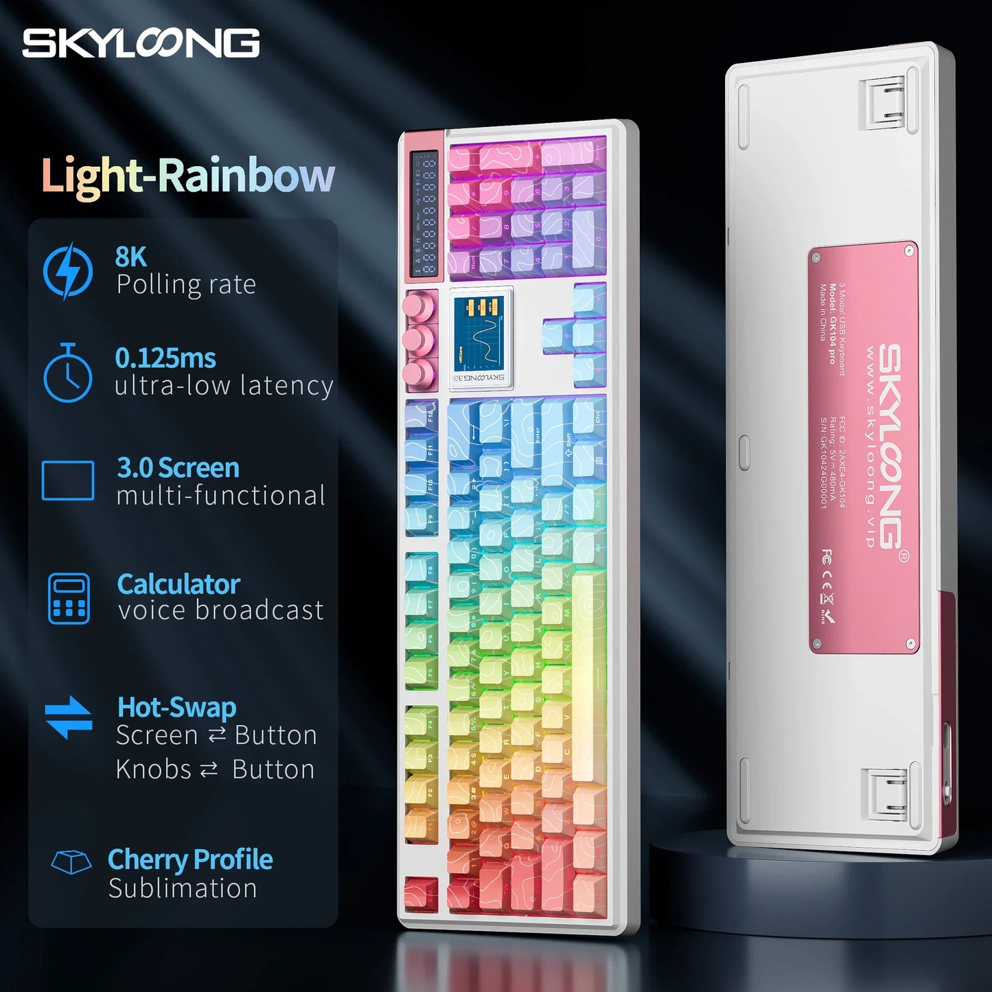 Skyloong GK104 Pro mechanical keyboard rainbow RGB keycaps hot-swappable switches FLIPSTYLEZLLC on Tampa Home & Garden Store