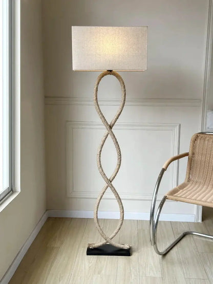 DecorBites Hemp Rope Fabric Shade LED Floor Lamp