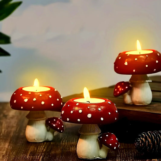 Small Mushroom Candle Holder Decorative Tea Light Home Ornament Craft Decoration - Tampa Home & Garden Store