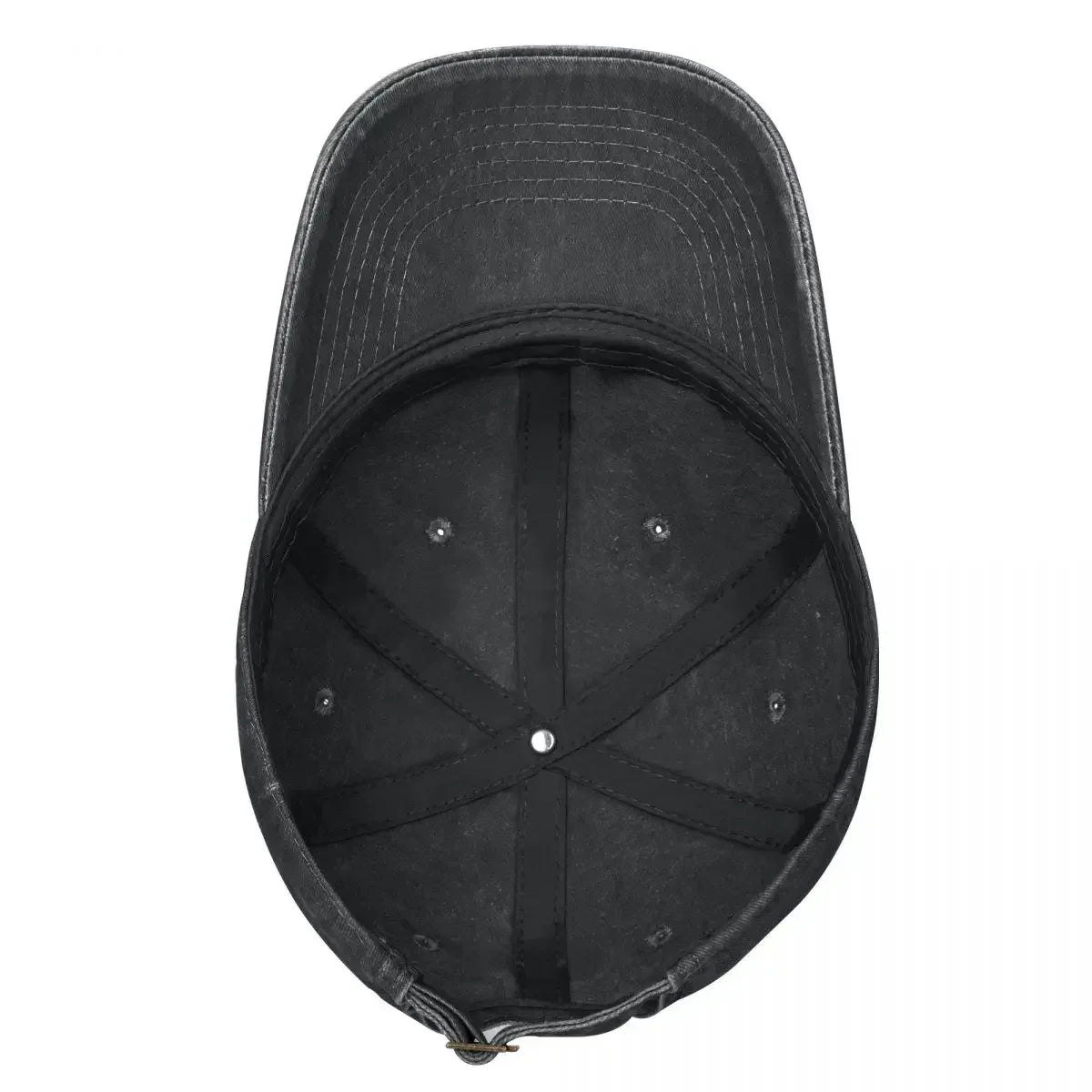 Guitar Rock Multicolor Skull Wing Baseball Cap inside view, black leather-look, six-panel design on Tampa Home & Garden Store