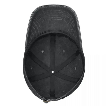 Guitar Rock Multicolor Skull Wing Baseball Cap inside view, black leather-look, six-panel design on Tampa Home & Garden Store