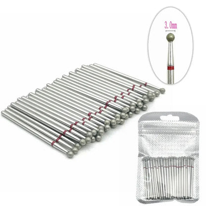 Silcy Skin 50pc diamond nail drill bit set for manicure with ball-tip bits in silver pouch on Tampa Home & Garden Store
