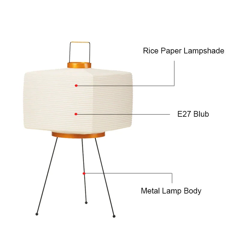 Perfecsy tripod floor lamp with white rice paper shade and black metal legs, E27 socket on Tampa Home & Garden Store