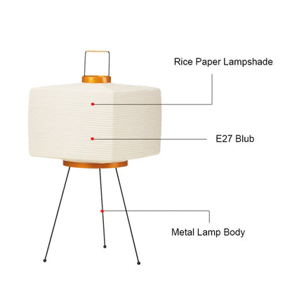 Perfecsy tripod floor lamp with white rice paper shade and black metal legs, E27 socket on Tampa Home & Garden Store