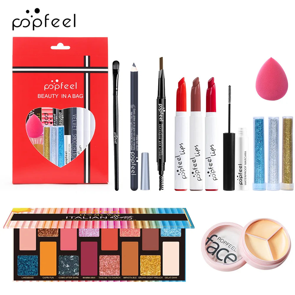 POPFEEL All-in-One Makeup Kit Gift Set with eyeshadow palette and foundation by Silcy Skin on Tampa Home & Garden Store