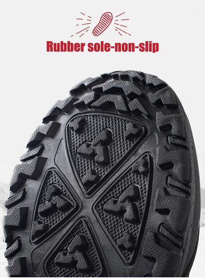Men's winter waterproof snow boots black rubber outsole with non-slip tread on Tampa Home & Garden Store