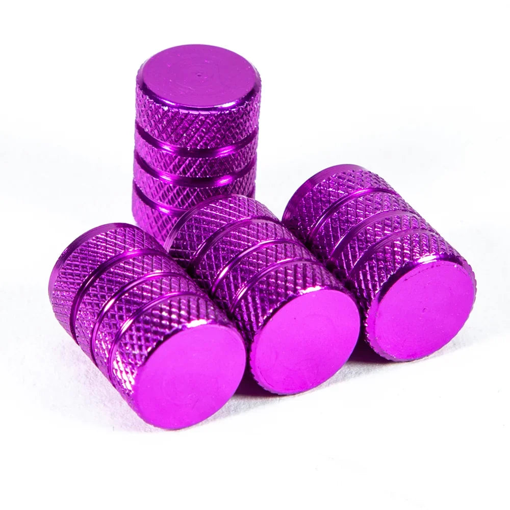 4pcs purple aluminum valve stem caps by BikerZoneZ, knurled texture on Tampa Home & Garden Store
