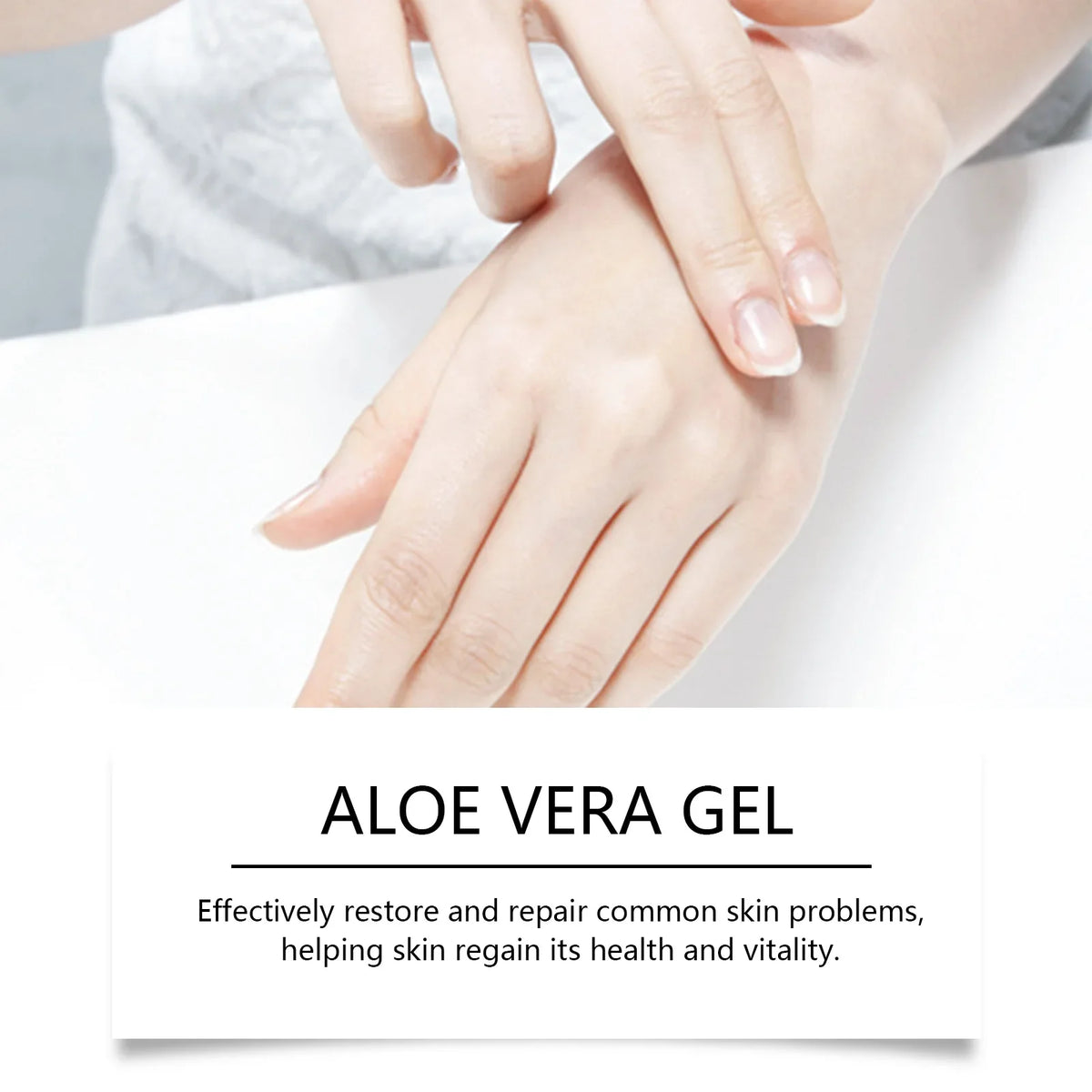 Aloe Vera Gel by Silcy Skin applied to hands for moisturizing and soothing skin on Tampa Home & Garden Store