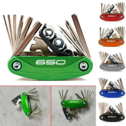 Motorcycle/Bicycle Multi-Tool with green aluminum handle and fold-out hex wrenches 650 on Tampa Home & Garden Store